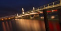 Twin Sails lifting bridge and reflections, Poole Harbour in Dorset Royalty Free Stock Photo