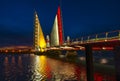 Twin Sails lifting bridge and reflections, Poole Harbour in Dorset Royalty Free Stock Photo