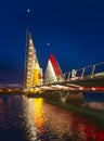 Twin Sails lifting bridge and reflections, Poole Harbour in Dorset Royalty Free Stock Photo