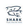 Twin Sharks simple Lines concept Dynamic Duo Logo design vector Royalty Free Stock Photo
