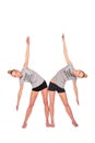 Twin sport girls side bend