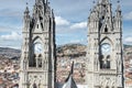 Twin steeples of the Basilica del Voto Nacional, Quito, Ecuador Royalty Free Stock Photo
