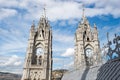 Twin steeples of the Basilica del Voto Nacional, Quito, Ecuador Royalty Free Stock Photo