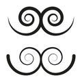 Twin swirl form. Spiral curl design. Decorative black vector. Smooth abstract symbol.