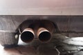 Twin tailpipe on the car