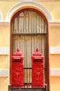 Twin Thai antique post boxes, Ayutthaya Royalty Free Stock Photo