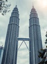 Twin Towers in Kuala Lumpur. Modern skyscraper architecture. Royalty Free Stock Photo