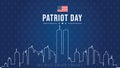 Twin Towers in New York City Skyline. September 11, 2001 vector poster. Patriot Day, September 11, We will never forget, Royalty Free Stock Photo