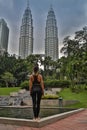 Twin towers Petronas and sky bridge Kuala Lumpur, Malaysia Royalty Free Stock Photo