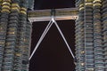 Twin towers Petronas and sky bridge at Mayl 18, 2015, Kuala Lumpur, Malaysia Royalty Free Stock Photo