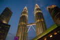Twin towers Petronas and sky bridge at Mayl 18, 2013, Kuala Lumpur, Malaysia Royalty Free Stock Photo