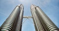 Twin towers Petronas and sky bridge at Mayl 18, 2013, Kuala Lumpur, Malaysia Royalty Free Stock Photo