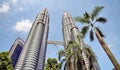 Twin towers Petronas and sky bridge at Mayl 18, 2013, Kuala Lumpur, Malaysia Royalty Free Stock Photo