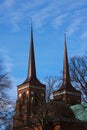 Twin Towers of Roskilde Cathedral Royalty Free Stock Photo