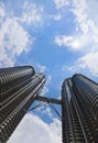 Twin towers, sky and sun - Kuala Lumpur Royalty Free Stock Photo