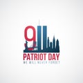 Twin Towers, 911. USA Patriot Day banner. Royalty Free Stock Photo