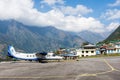 Twin turboprop Dornier airplane in Tenzing-Hillary airport Lukla Nepal
