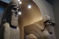 Twin winged lions guard the entrance to the rooms devoted to the ancient Assyrian civilization.