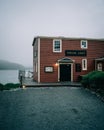 Twine Loft restaurant on a foggy night, Trinity, Newfoundland and Labrador, Canada
