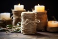 twine-wrapped rustic homemade candles