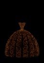 Twinkle gold fluffy dress on black background 3D illustration