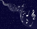Twinkle stars with music notes Royalty Free Stock Photo