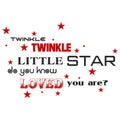 Twinkle twinkle little star words cloud and stars