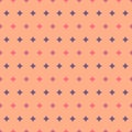 Twinkles seamless pattern on orange background. Abstract pattern with pink, purple and blue stars in flat cartoon style. Royalty Free Stock Photo