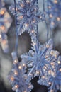 Snowflakes; Close up of Christmas decoration. Royalty Free Stock Photo