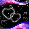 Twinkling Hearts Background Means Night Sky And Love