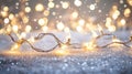 Twinkling lights create a magical atmosphere on a snowy evening Royalty Free Stock Photo
