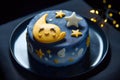 twinkling starry sky and sweetly smiling moon on ring cake