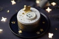 twinkling starry sky and sweetly smiling moon on ring cake