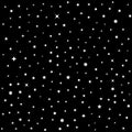 Twinkling stars pattern, starry sky background, white isolated on black, vector illustration. Royalty Free Stock Photo