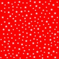 Twinkling stars pattern, starry sky background, white isolated on red, vector illustration. Royalty Free Stock Photo
