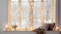 twinkling string lights, creating a warm and inviting atmosphere against a white background