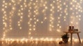 twinkling string lights, creating a warm and inviting atmosphere against a white background