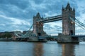 Twinlight cityscape of Tower Bridge and Thames River, England