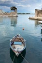 Twinlight of Fortification at the port of Nafpaktos town, Greece