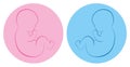 Twins Babies Boy Girl Blue Pink Circle Birth