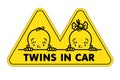 Twins in car sticker. Fases of baby boy and girl