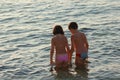 Twins child in the sea