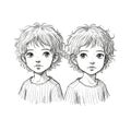 Twins expressing innocence in an illustrated portrait Royalty Free Stock Photo