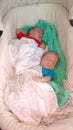 Twins in a hand cart - babies