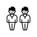 Black solid icon for Twins, boys and stand up