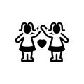 Black solid icon for Twins, kids and relation Royalty Free Stock Photo