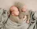 Twins newborn studio portrait Royalty Free Stock Photo