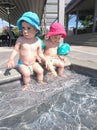 Twins at the pool