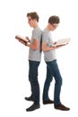 Twins reading books Royalty Free Stock Photo