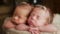 Twins sisters newborn in the winding Royalty Free Stock Photo